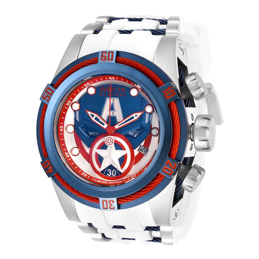 RELOJ CAPITAN AMERICA PARA HOMBRE INVICTA MARVEL 27046 - BLANCO, ACERO, AZUL OSCURO