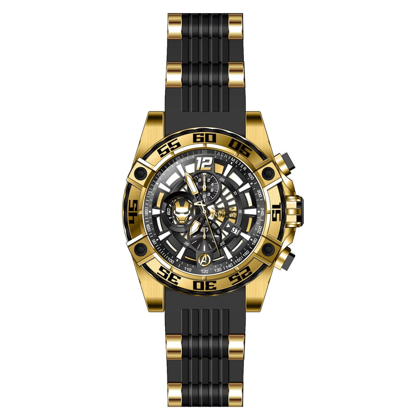 RELOJ HOMBRE DE ACERO PARA HOMBRE INVICTA MARVEL 26797 - DORADO, NEGRO