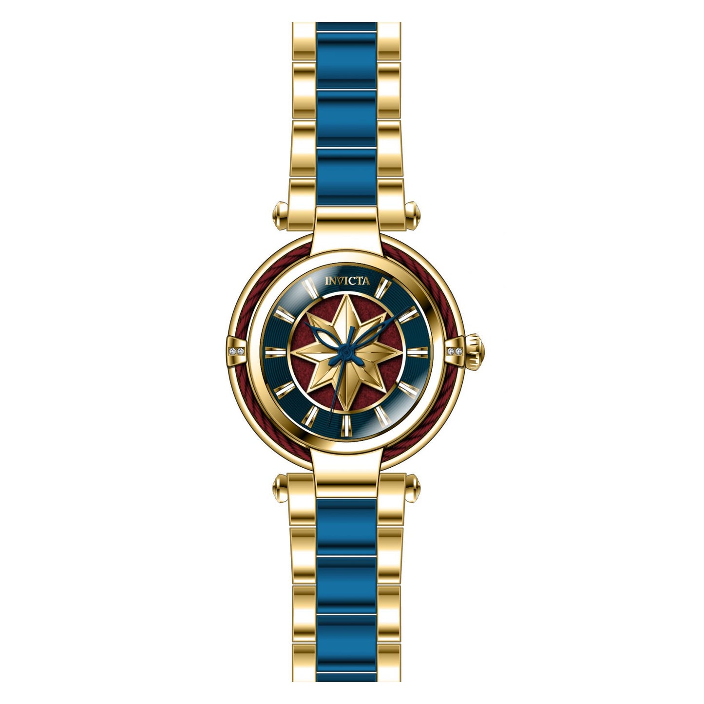 RELOJ CAPITÁN MARAVILLA PARA MUJER INVICTA MARVEL 28832 - AZUL, ROJO, ORO