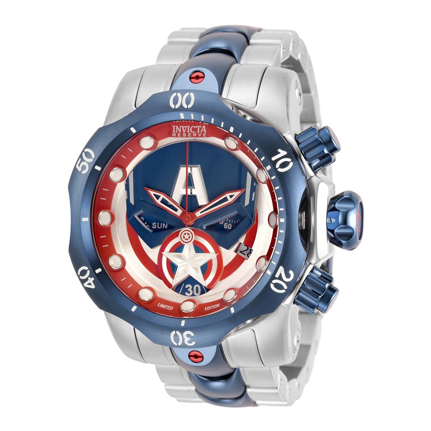 RELOJ CAPITÁN AMÉRICA PARA HOMBRE INVICTA MARVEL 32456 - ACERO, ROJO, AZUL OSCURO