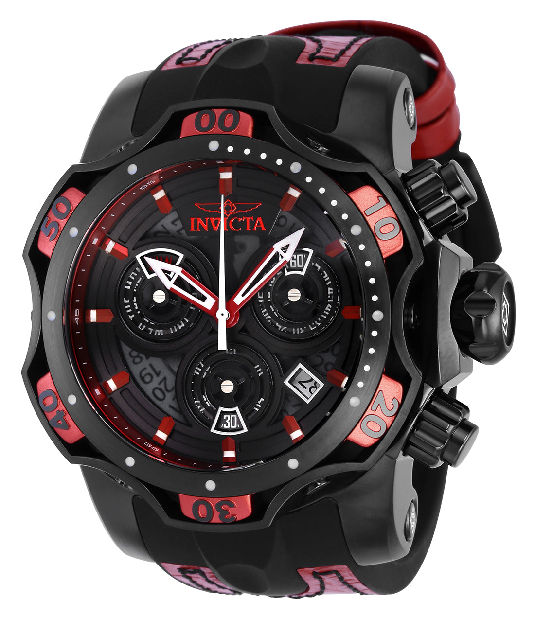 RELOJ CLÁSICO PARA HOMBRE INVICTA VENOM 38717 - NEGRO, ROJO