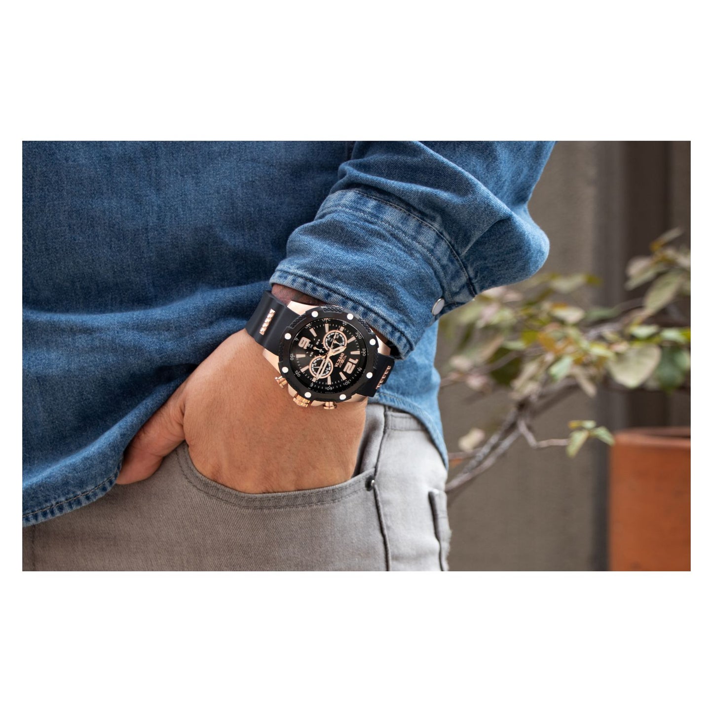 RELOJ DEPORTIVO PARA HOMBRE INVICTA I-FORCE 39989 - NEGRO, ORO ROSA