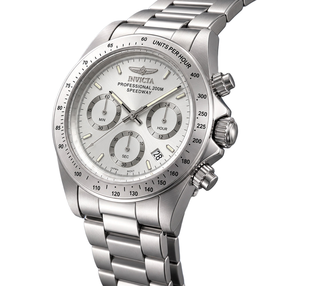 Reloj Invicta Speedway Apex 14381 para Hombre – Cronógrafo en Acero Inoxidable con Dial Plata y Maquinaria Cuarzo (200m)