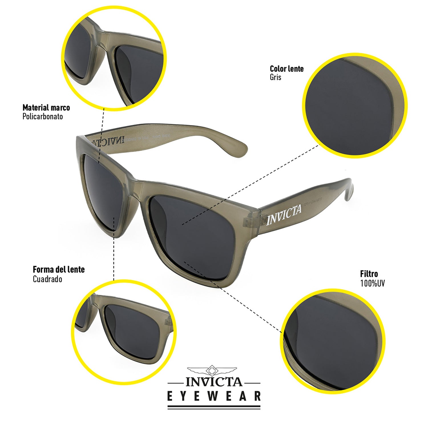 Lentes Invicta I 21695-ANG-T05-P20 Unisex