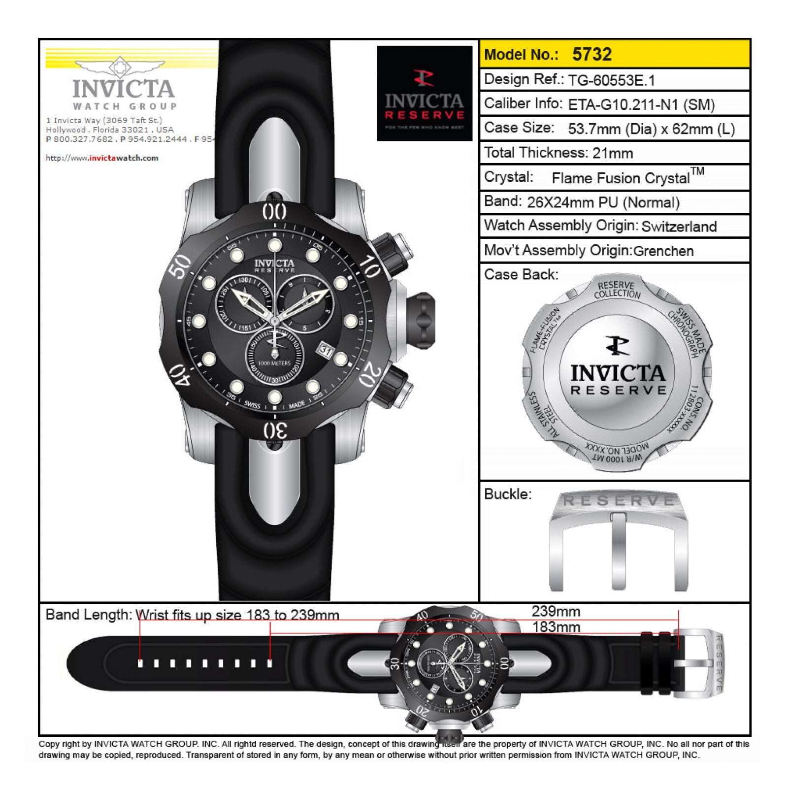 RELOJ DEPORTIVO PARA HOMBRE INVICTA VENOM 5732 - NEGRO, ACERO