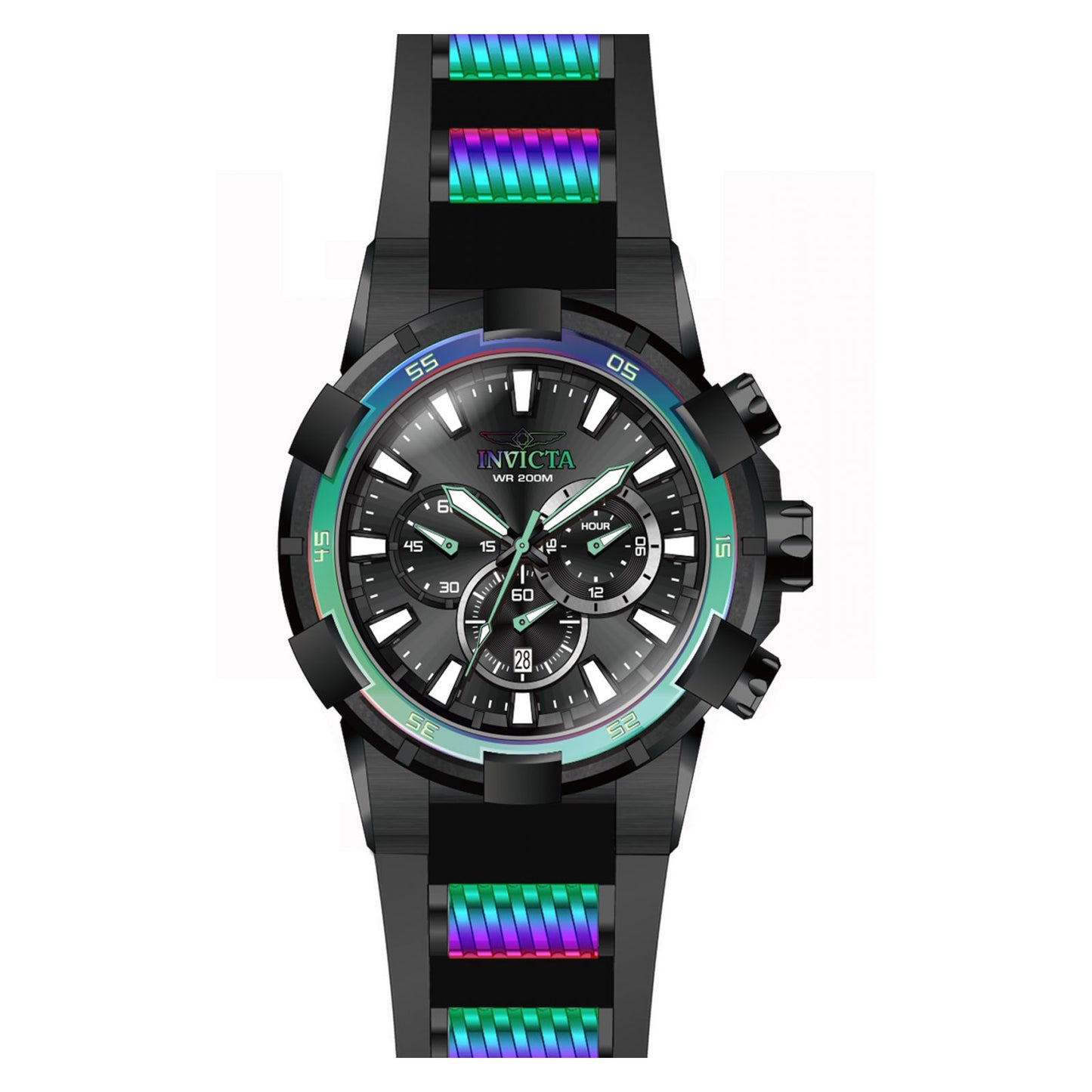 RELOJ  PARA HOMBRE INVICTA AVIATOR 23691 - NEGRO, GALJANOPLASTIA DEL ARCO IRIS