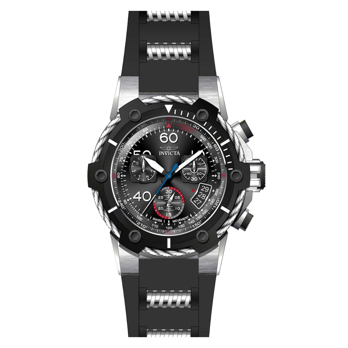 RELOJ DEPORTIVO PARA HOMBRE INVICTA BOLT 25870 - ACERO, NEGRO