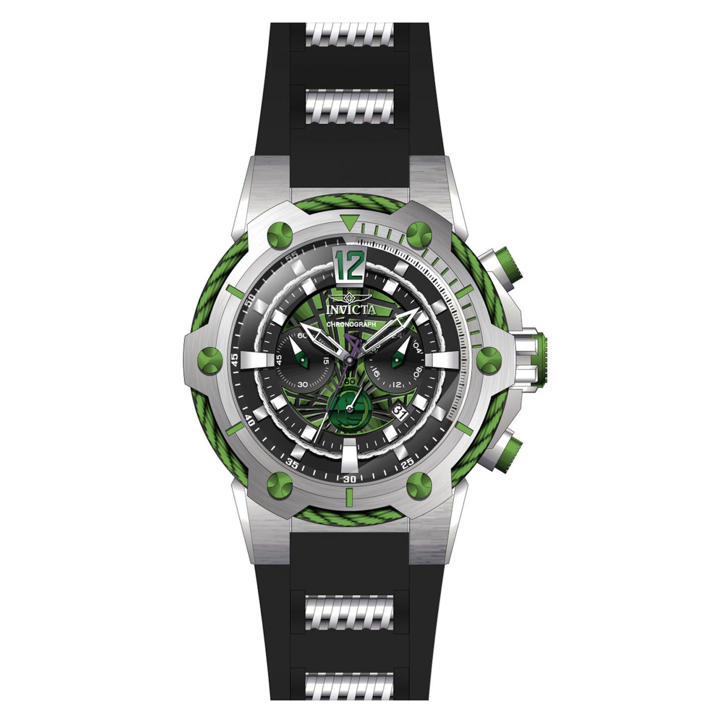 RELOJ HULK PARA HOMBRE INVICTA MARVEL 25985 - ACERO, NEGRO