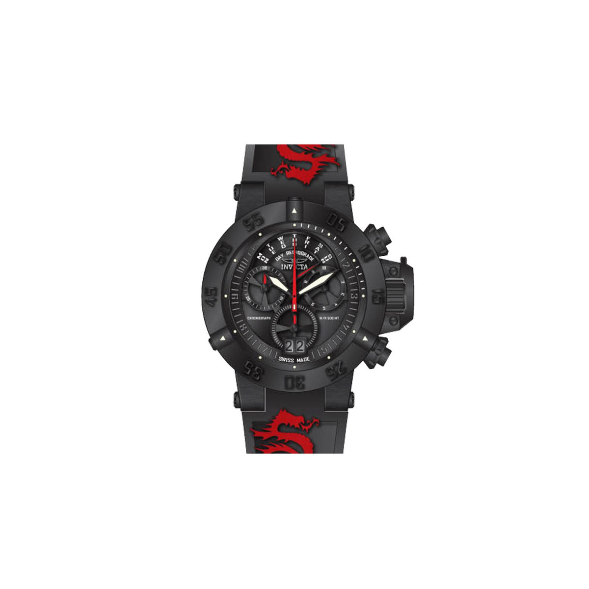 RELOJ DEPORTIVO PARA HOMBRE INVICTA SUBAQUA 0877 - NEGRO, ROJO
