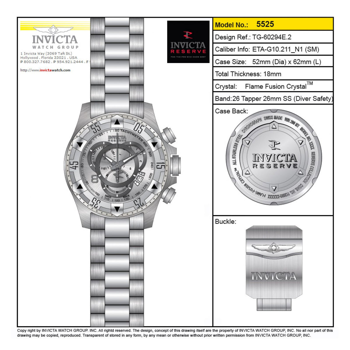 RELOJ  PARA HOMBRE INVICTA EXCURSION 5525 - ACERO