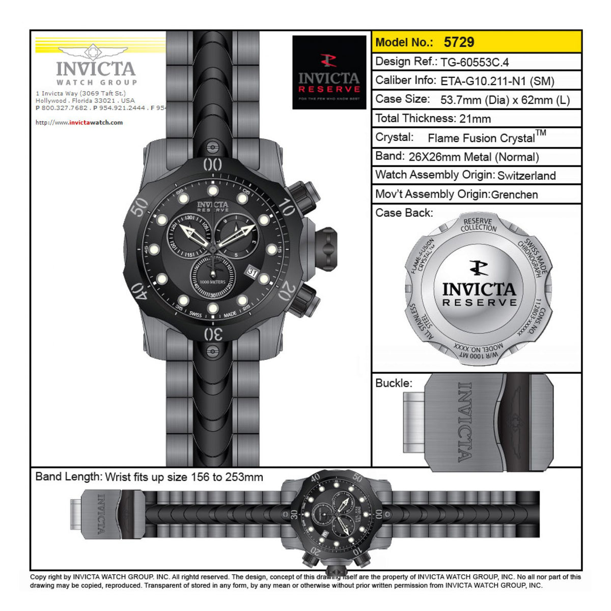 RELOJ  PARA HOMBRE INVICTA VENOM 5729 - NEGRO, BRONCE