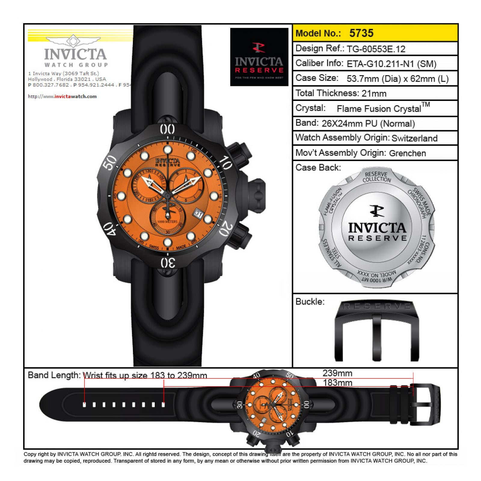 RELOJ DEPORTIVO PARA HOMBRE INVICTA VENOM 5735 - NEGRO