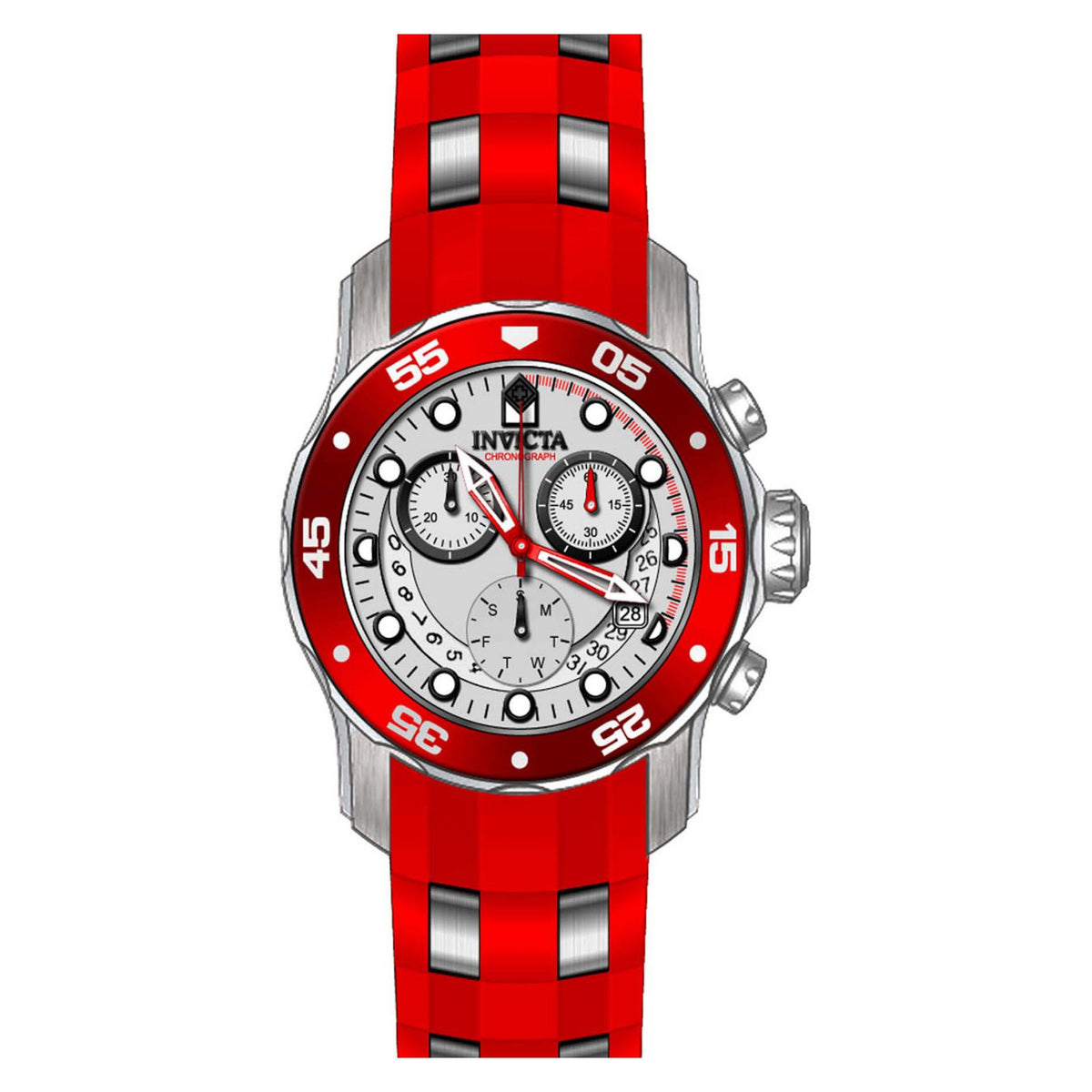 RELOJ  PARA MUJER INVICTA PRO DIVER 19647 - ACERO, ROJO