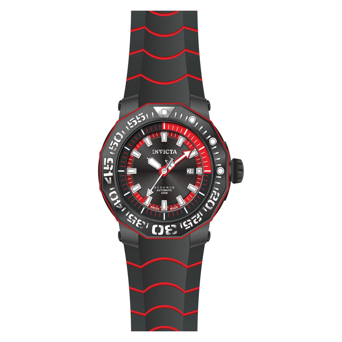 RELOJ DEPORTIVO PARA HOMBRE INVICTA RESERVE 23031 - NEGRO, ROJO