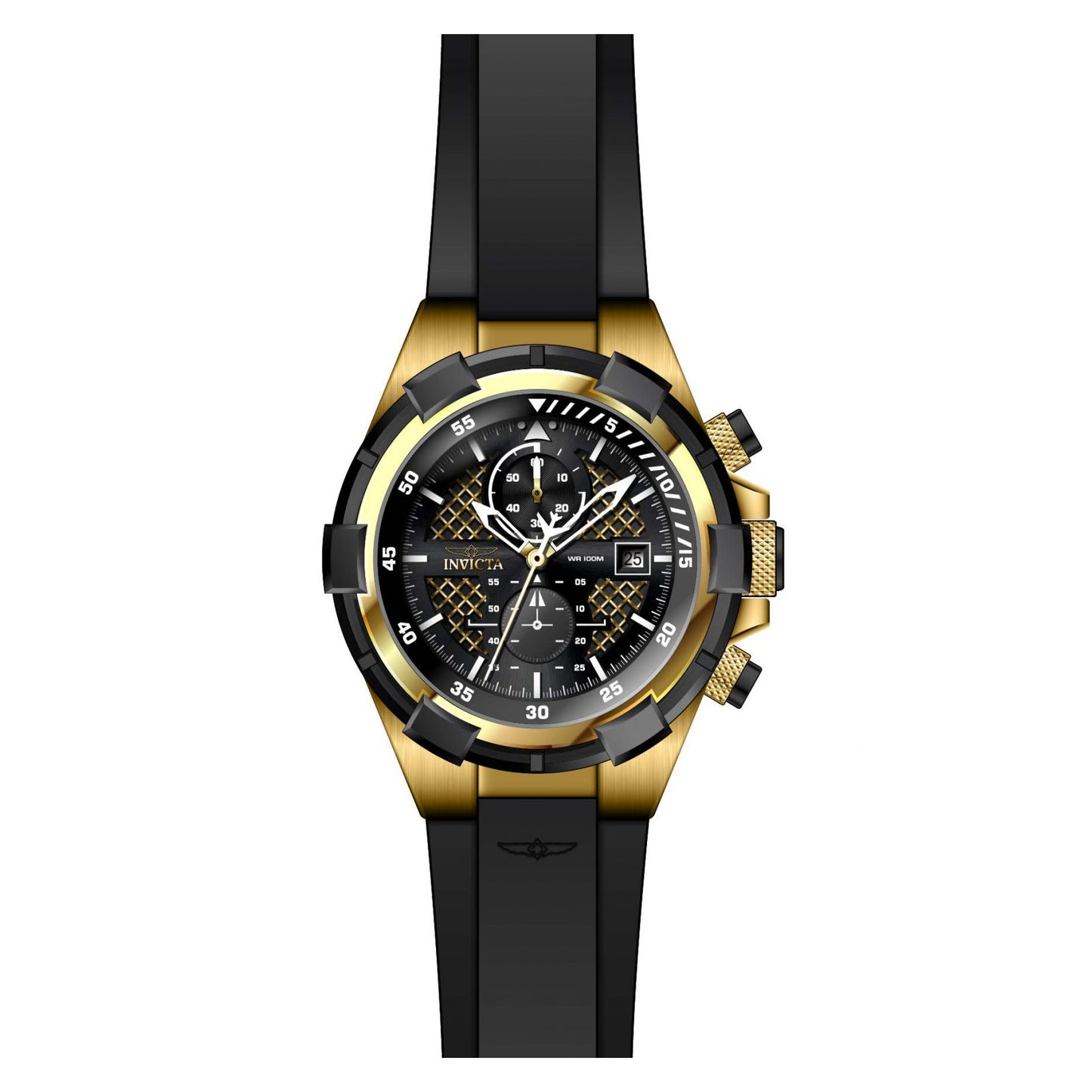 RELOJ DEPORTIVO PARA HOMBRE INVICTA AVIATOR 28100 - NEGRO, ORO