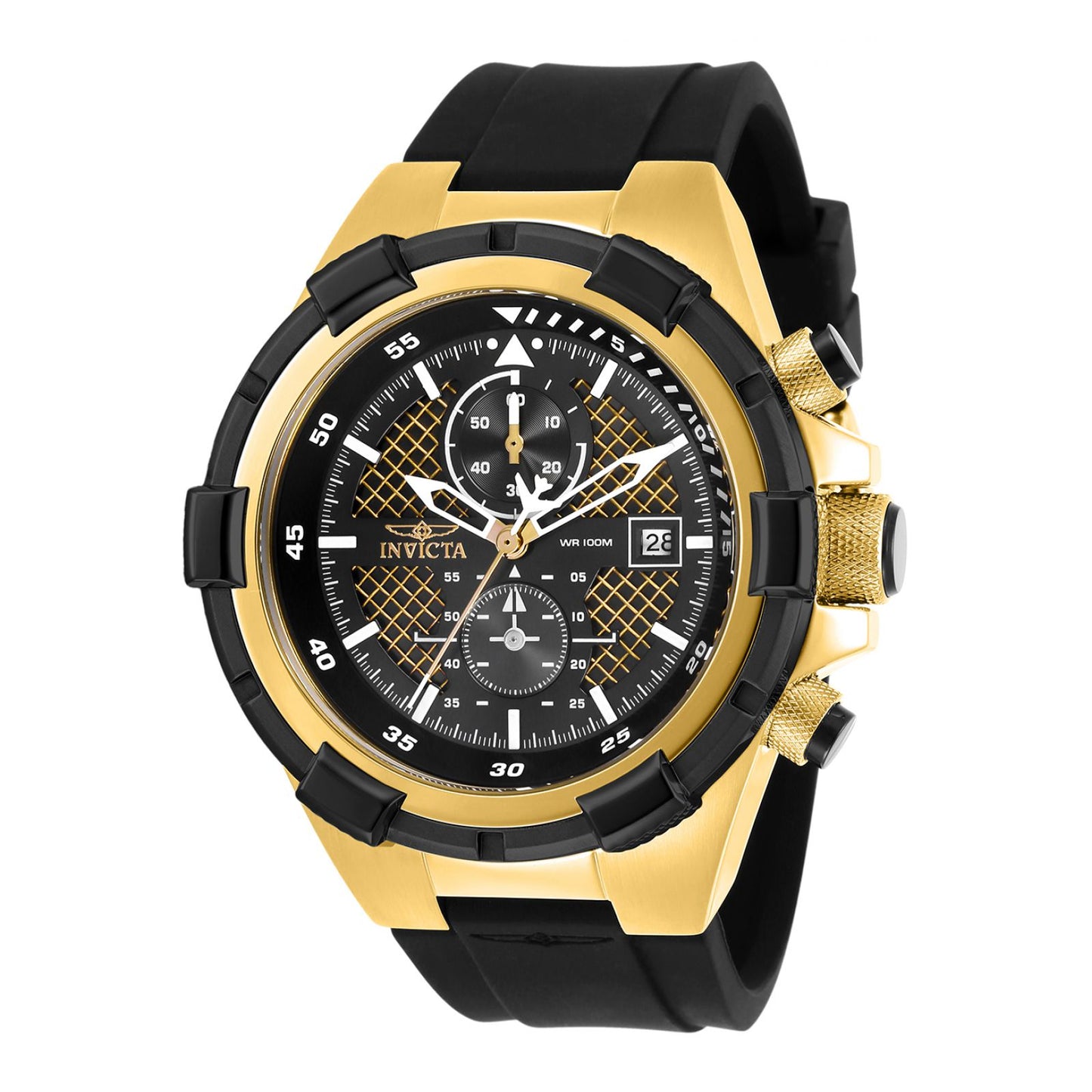 RELOJ DEPORTIVO PARA HOMBRE INVICTA AVIATOR 28100 - NEGRO, ORO