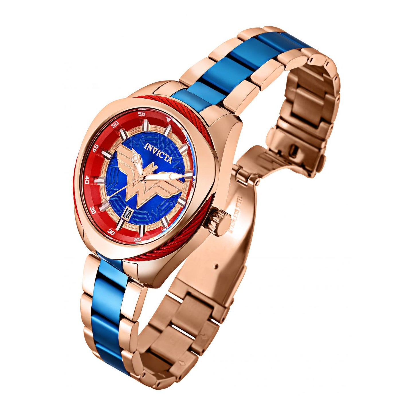 RELOJ MUJER MARAVILLA PARA MUJER INVICTA DC COMICS 31729 - AZUL, ROJO, ROSA ORO