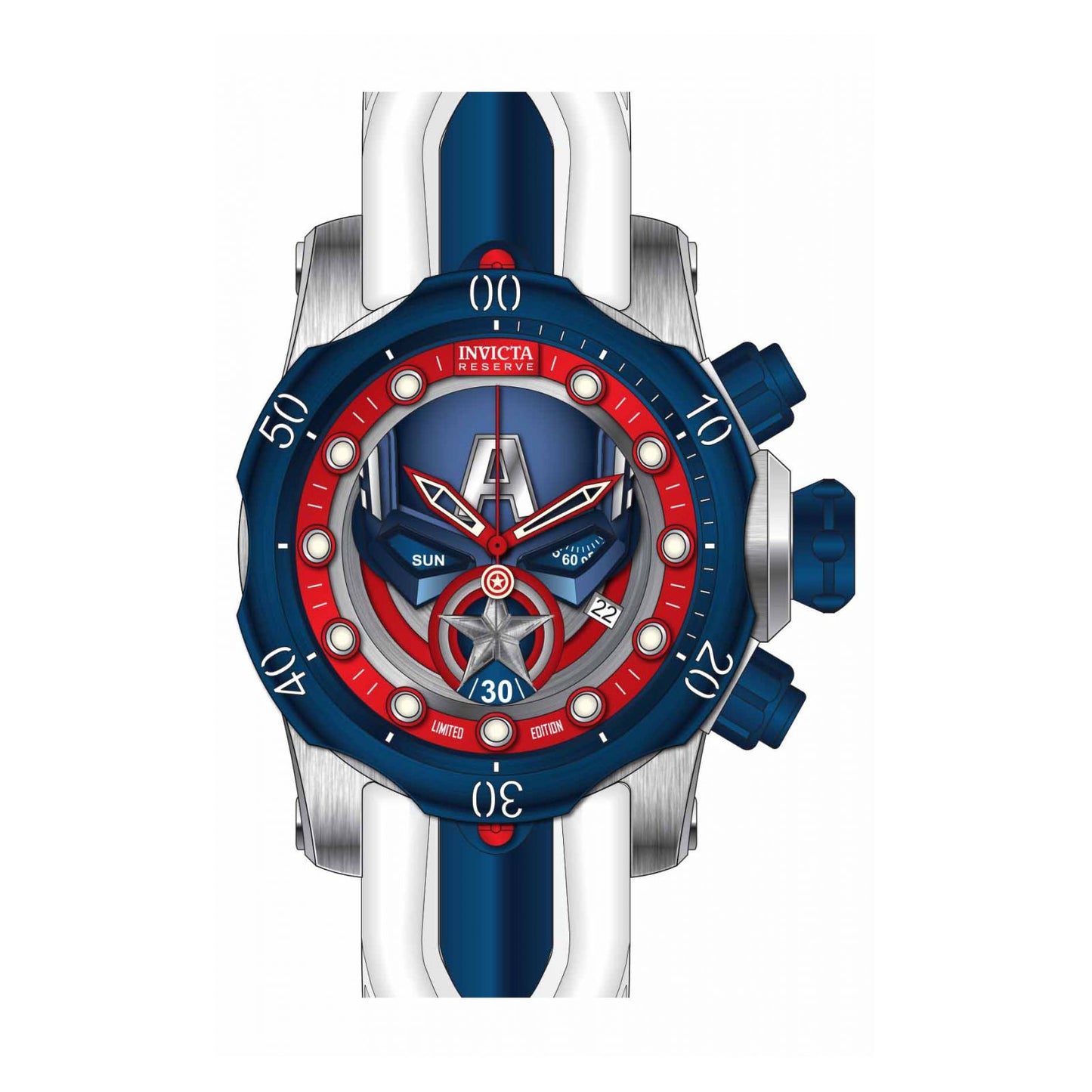 RELOJ CAPITAN AMERICA PARA HOMBRE INVICTA MARVEL 32455 - "BLANCO, ROJO, AZUL OSCURO"