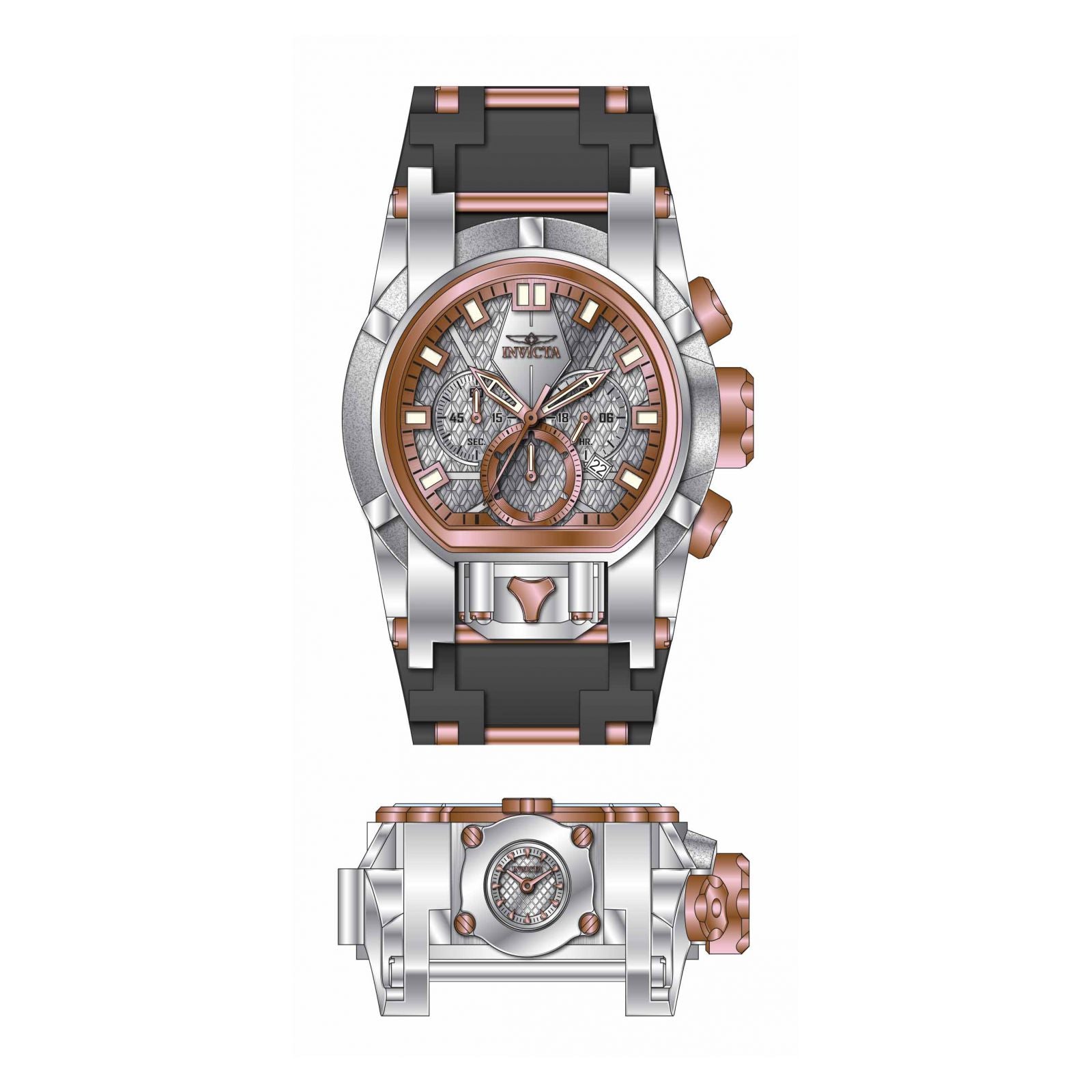 RELOJ  PARA HOMBRE INVICTA BOLT 32683 - NEGRO, ORO ROSA