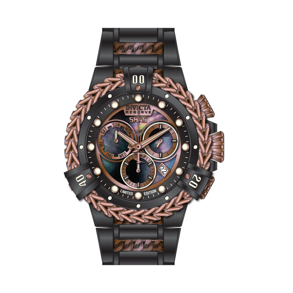 RELOJ  PARA HOMBRE INVICTA SHAQ 33414 - NEGRO, ORO ROSA