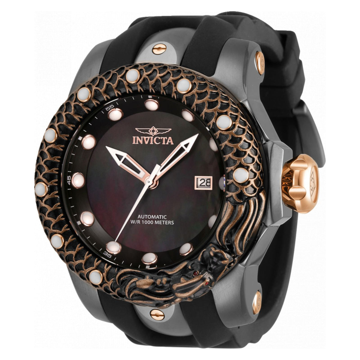 RELOJ DEPORTIVO PARA HOMBRE INVICTA VENOM 33602 - TITANIO, NEGRO, ORO ROSA