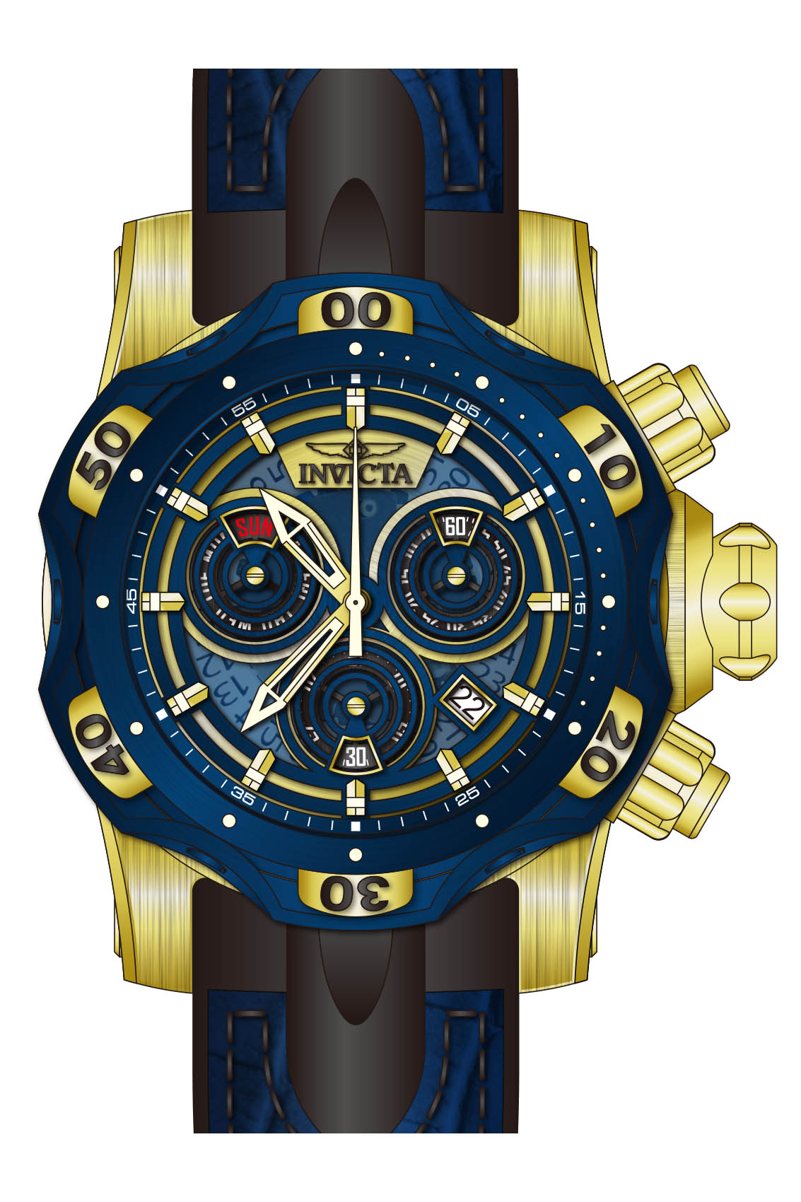 Compra RELOJ CL SICO PARA HOMBRE INVICTA VENOM 38716 AZUL NEGRO