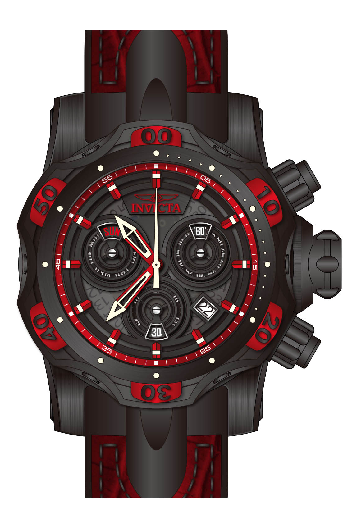 RELOJ CLÁSICO PARA HOMBRE INVICTA VENOM 38717 - NEGRO, ROJO