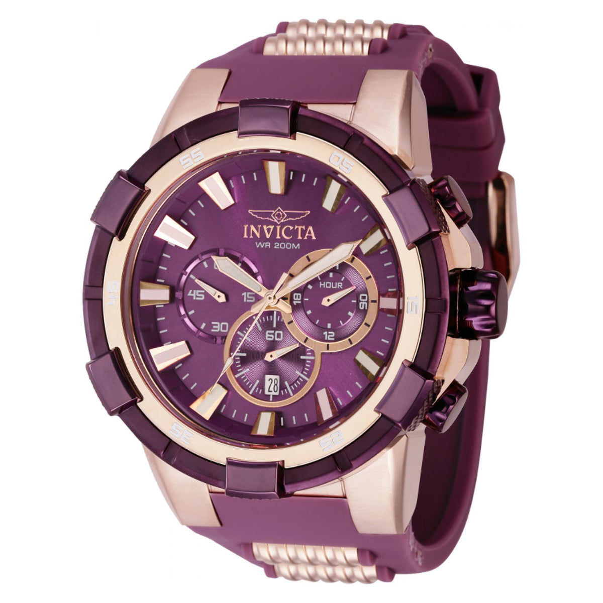 RELOJ DEPORTIVO PARA HOMBRE INVICTA AVIATOR 40661 - PÚRPURA CLARO, ORO ROSA