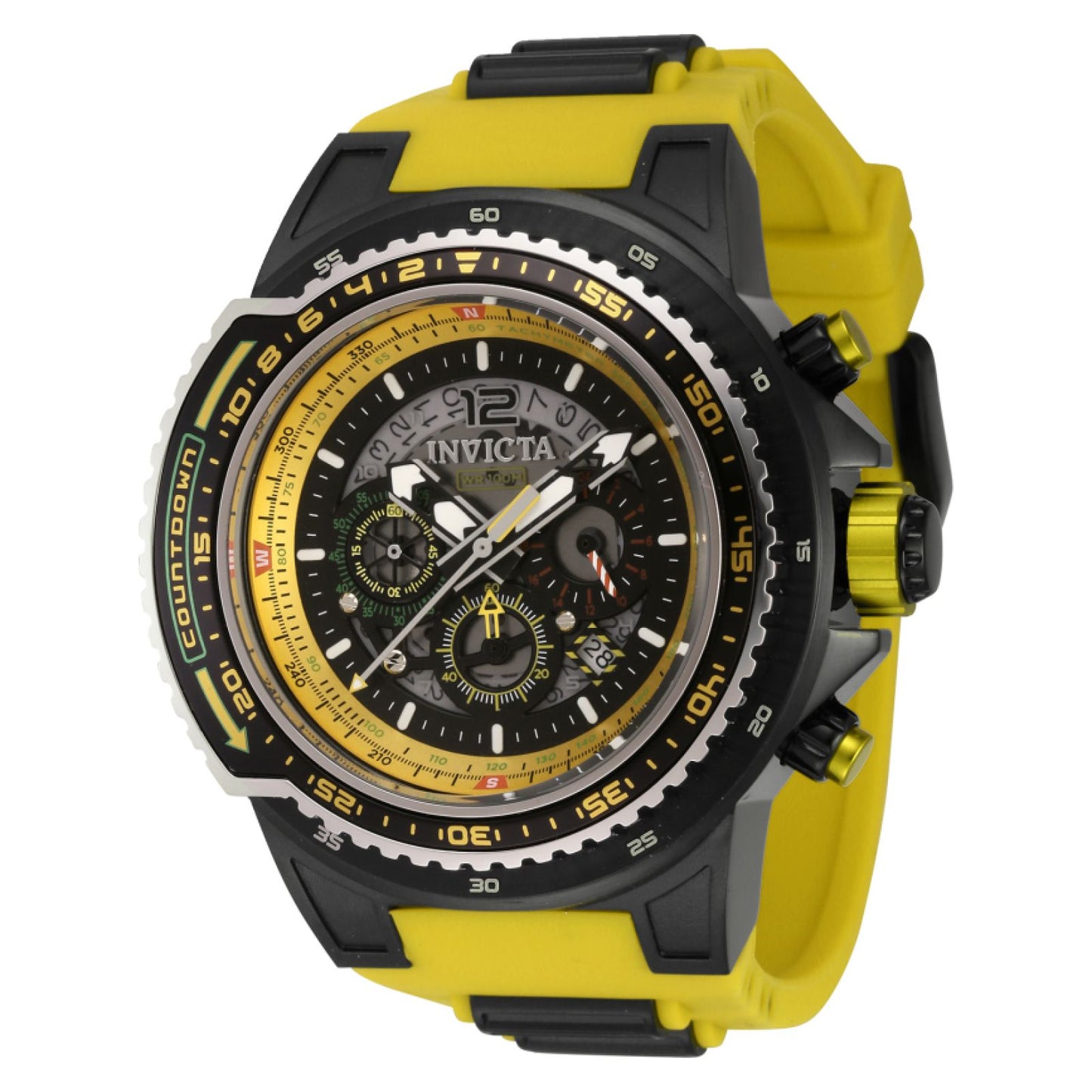 RELOJ DEPORTIVO PARA HOMBRE INVICTA AVIATOR 44343 - AMARILLO, NEGRO