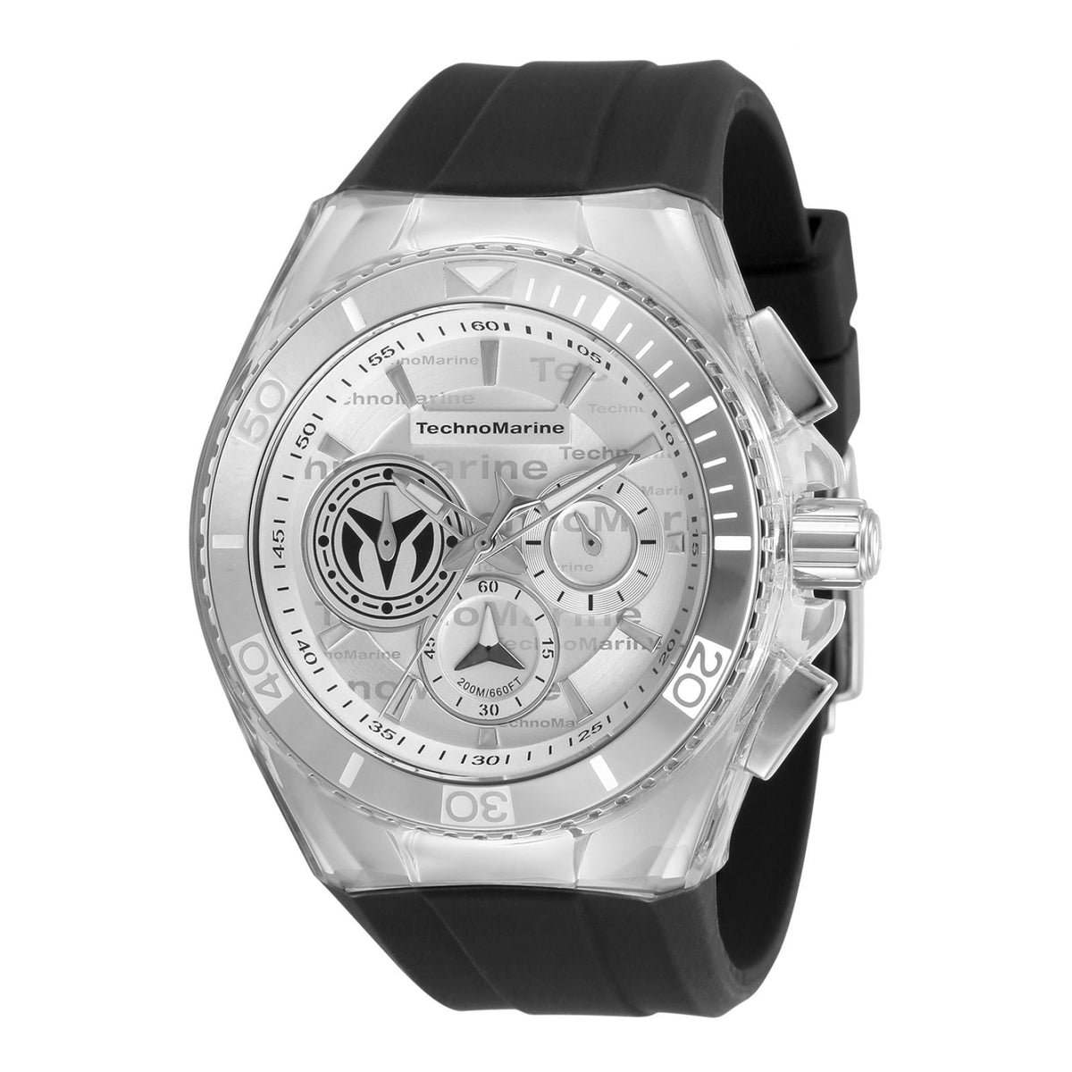 Reloj Deportivo TechnoMarine Cruise TM-118122 para Hombre – Cronógrafo en Acero Inoxidable con Correa de Silicona Negra y Maquinaria Cuarzo (200m)